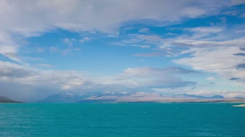 Time Lapse - Cloudscape of Lake  Pukaki, New Zealand Stock Footage 80589669