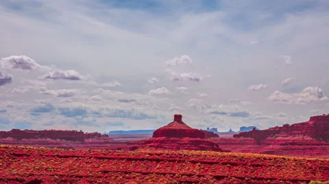Time Lapse - Cloudscape Moving Over Butte at Monument Valley, Panning View Stock Footage 61742053