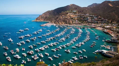 Time Lapse - Cloudscape Moving Over Avalon Harbor, Catalina Island Stock Footage 61742346