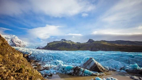 Time Lapse - Cloudscape Moving Over Glacier and Mountains in Iceland Stock Footage 69899446