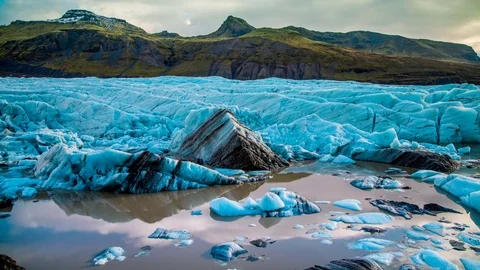 Time Lapse - Cloudscape Moving Over Glacier and Mountains in Iceland Stock Footage 69899767