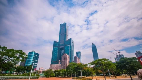 Time Lapse - Cloudscape Over 85 Tower Bulding in KaoHsiung - Taiwan - 4K Stock Footage 109590930