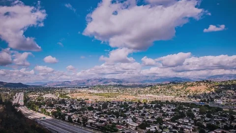 Time Lapse - Cloudscape over City Highway in Great Los Angeles - 4K Video stock 82572489