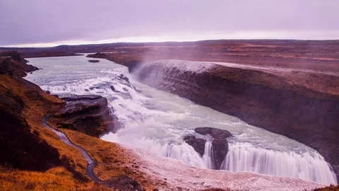 Time Lapse - Cloudscape over Gullfoss Waterfall, Iceland Video stock 69898018