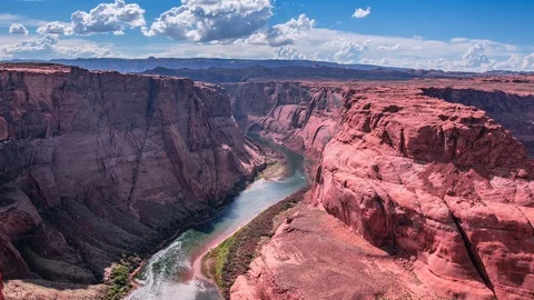 Time Lapse - Cloudscape over Horseshoe Bend in Page of Arizona - 4K Stock Footage 106050426
