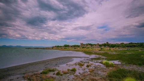 Time Lapse - Cloudscape over Mono Lake, California - 4K Stock Footage 79173512