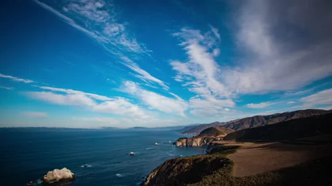 Time lapse - Cloudscape of Pacific Coast Shore, Califorina Stock Footage 164617333