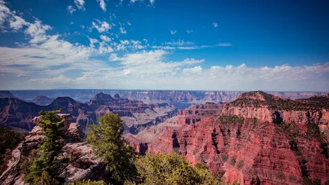 Time Lapse - Cloudscape with Panning View of Grand Canyon North Rim 4K Stock Footage 95880934