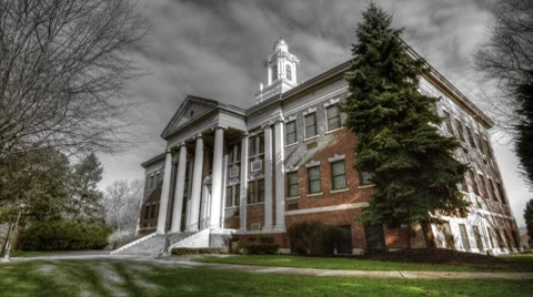 Time-lapse Cloudscape of Town Hall Building Stock Footage 7752086