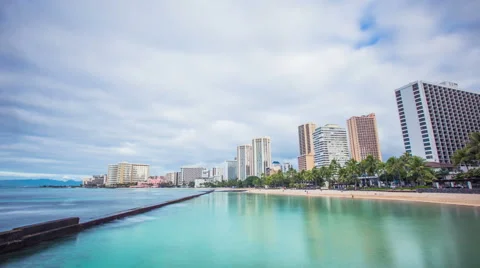 Time Lapse - Cloudscape at Wakiki Beach, Honolulu, Hawaii Stock Footage 58630495