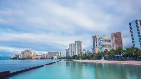 Time Lapse - Cloudscape at Wakiki Beach, Honolulu, Hawaii Stock Footage