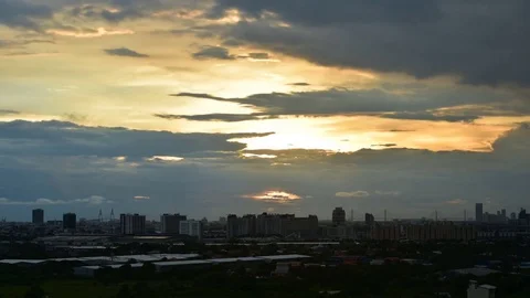 Time lapse cloudy blue sky sunset at twilight evening until night Video stock 82077669