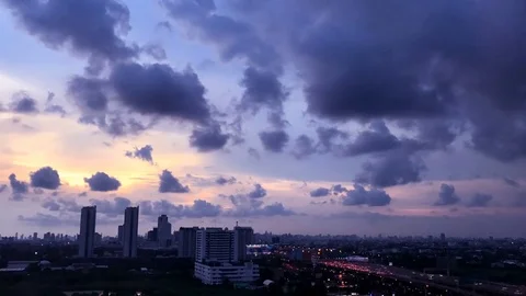 Time lapse cloudy blue sky sunset at twilight evening until night Stock-Footage 82081336
