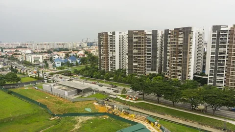 Time-lapse of Cloudy with car moving around Stock Footage 100324138