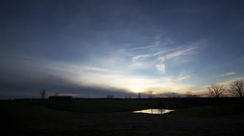 Time Lapse - Cloudy Cow Field Sunset Stock Footage 39567814