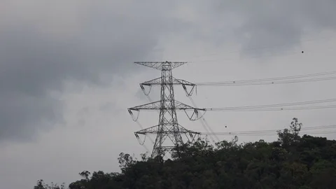 Time lapse of the cloudy day with electricity tower Video stock 81035120