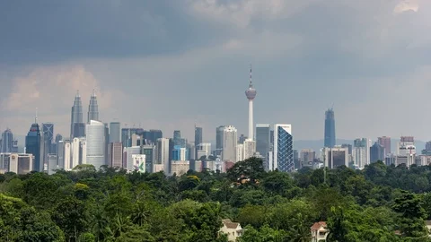 Time lapse of cloudy day over downtown Kuala Lumpur, Malaysia Stock Footage 86514202