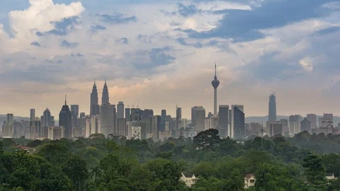 Time lapse of cloudy day over downtown Kuala Lumpur, Malaysia Stock Footage 86515891