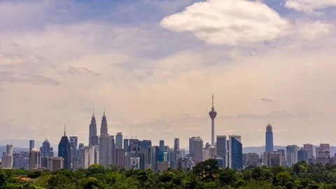 Time lapse of cloudy day over downtown Kuala Lumpur, Malaysia Stock Footage 86587631