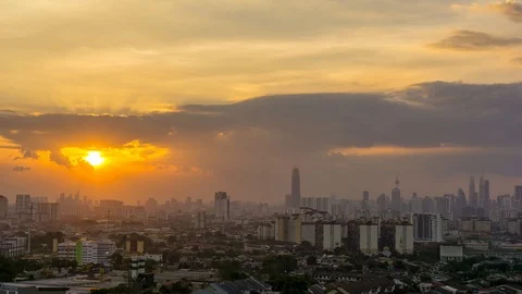 Time lapse of cloudy day over downtown Kuala Lumpur, Malaysia Stock Footage 86591585