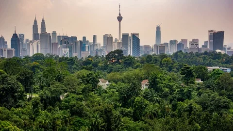 Time lapse of cloudy day over downtown Kuala Lumpur, Malaysia Stock Footage 86628182