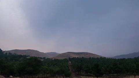 Time-lapse of cloudy day with sun behind the moving clouds. Video stock 144366136