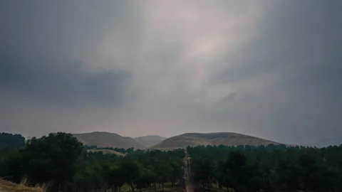 Time-lapse of cloudy day with sun behind the moving clouds. Video stock 144367563