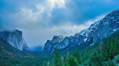 Time Lapse - Cloudy Evening at Yosemite National Park Stock Footage 68050699