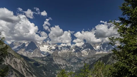 Time lapse of cloudy Mont Blanc from Colle San Carlo in Aosta Valley Stock-Footage 97795670
