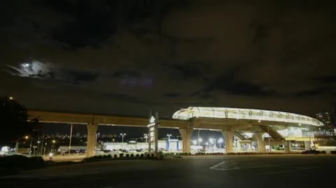 Time Lapse Cloudy Night Sky at Brentwood Town Center Skytrain Station Stock Footage 12500071