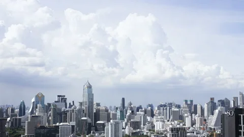 Time Lapse Cloudy Sky with City Stock Footage 132474004