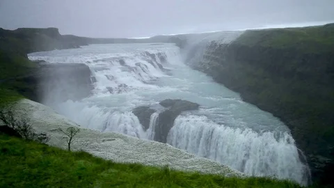 Time Lapse - Cloudy Sky at Gullfoss waterfall, Iceland Video stock 71170571