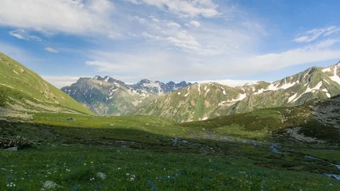 Time lapse of cloudy sky in mountains of Arkhyz. Stock Footage 121122036