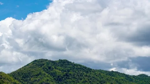 Time lapse of cloudy sky with mountains, nature view during daytime. Stock Footage 310034414