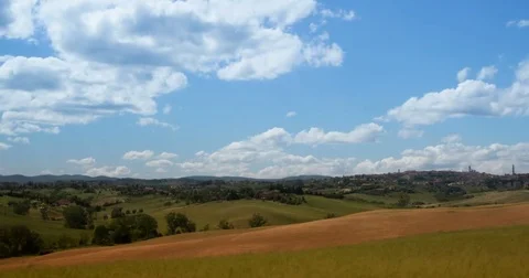 Time-lapse of cloudy sky over fields with beautiful scenic nature Stock Footage 73185685