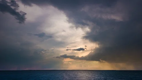 Time lapse of cloudy sky with storm over lake Stock Footage 94856964