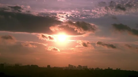 Time Lapse cloudy sky at sunset Stock-Footage 76528349
