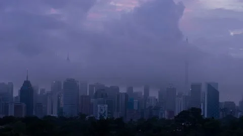 Time lapse of cloudy sunrise Kuala Lumpur view in Kuala Lumpur, Malaysia. Stock Footage 156063068