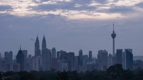 Time lapse of cloudy sunrise Kuala Lumpur view in Kuala Lumpur, Malaysia. Stock Footage 156063069