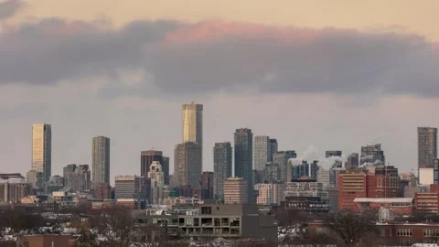 Time lapse of a cloudy sunset over the Toronto skyline Stock Footage 148874299