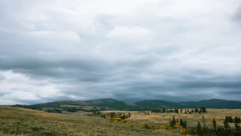 Time Lapse - Cloudy Weather at Moutain Range in Yellowstone National Park Stock Footage 145518094