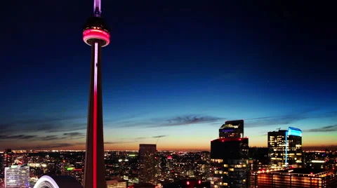 Time-lapse of CN Tower and Rogers Centre closing Stock Footage
