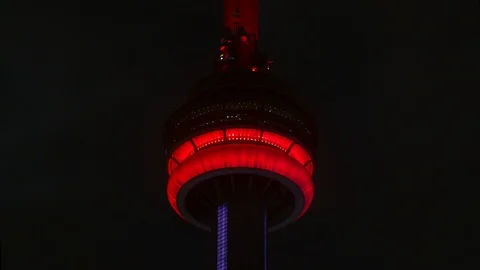 Time Lapse: CN Tower Lights at Night - Unedited - 60fps Stock Footage