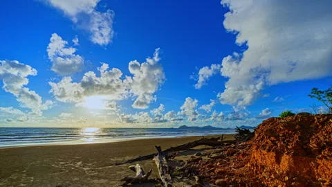 Time lapse Coastal Erosion Leaving Massive Tree Stumps on Prapas Beach Ranong Stock Footage 340244727