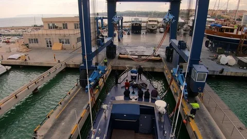 Time lapse of coastguard entering to ship yard. Stock Footage 120097916
