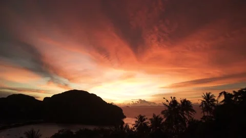 Time-Lapse Colorful clouds sky sunset at point view Phi Phi island,  Thailand Stock Footage 153505276