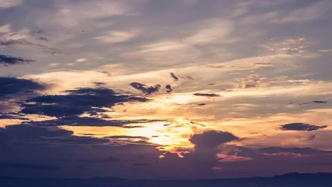 Time Lapse of Colorful dramatic sky with cloud at sunset.Sky with sun background Stock Footage 76506946
