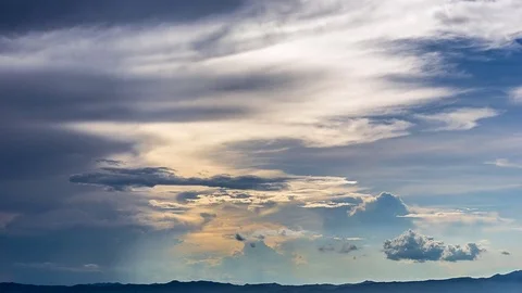 Time Lapse of Colorful dramatic sky with cloud at sunset.Sky with sun background Stock Footage 76507099