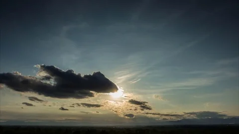 Time Lapse of Colorful dramatic sky with cloud at sunset.Sky with sun background Stock Footage 76507660
