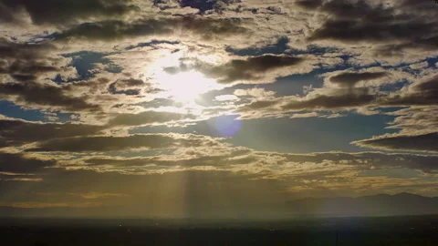 Time-lapse of Colorful dramatic sky sunset with clouds and light rays Stock Footage 155854048